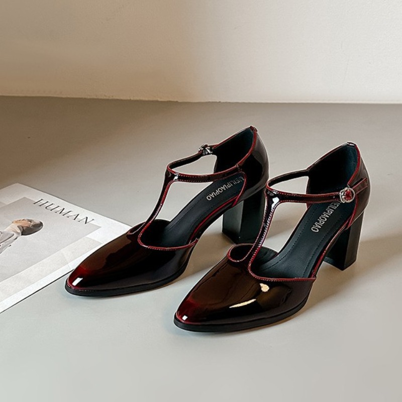 Mary Jane Shoes Black High Hee - Leather Classic Strap ulasan dan harga