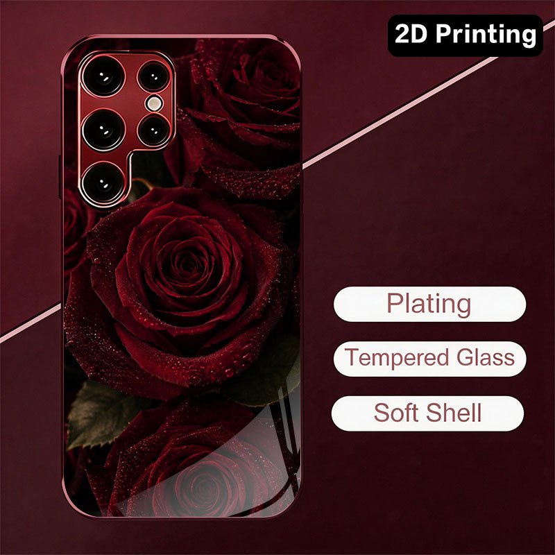 Glass phone case with dark red - Samsung Galaxy S24 ulasan dan harga